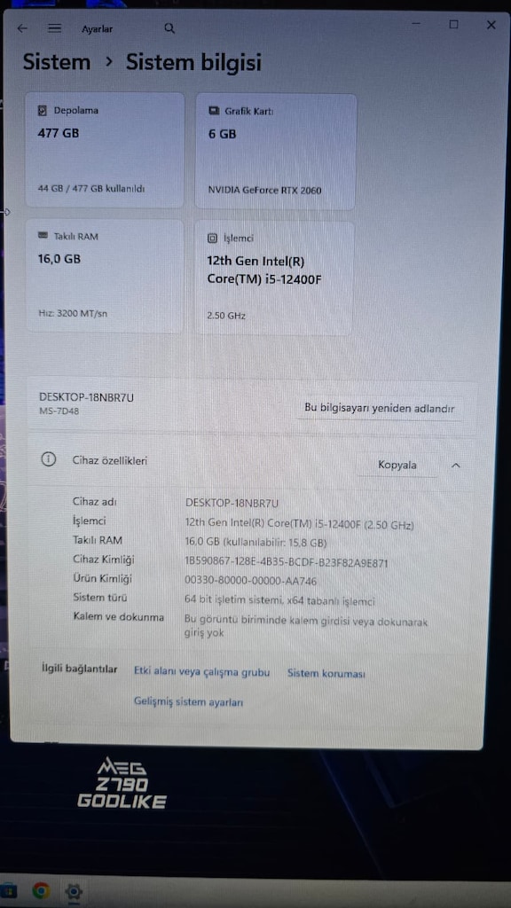 İNTEL İ5 12400F RTX2060 OYUNCU KASASI - 3