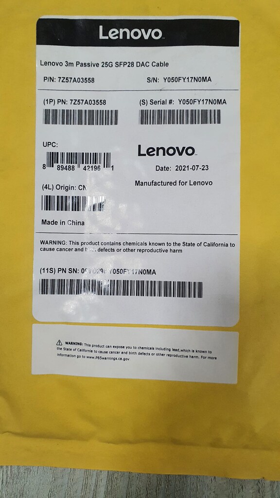 LENOVO 3M Passive 25GSFP DAC Cable - 3