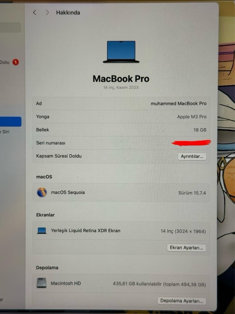 MacBook Pro m3 Pro 14inç 18gb - 5