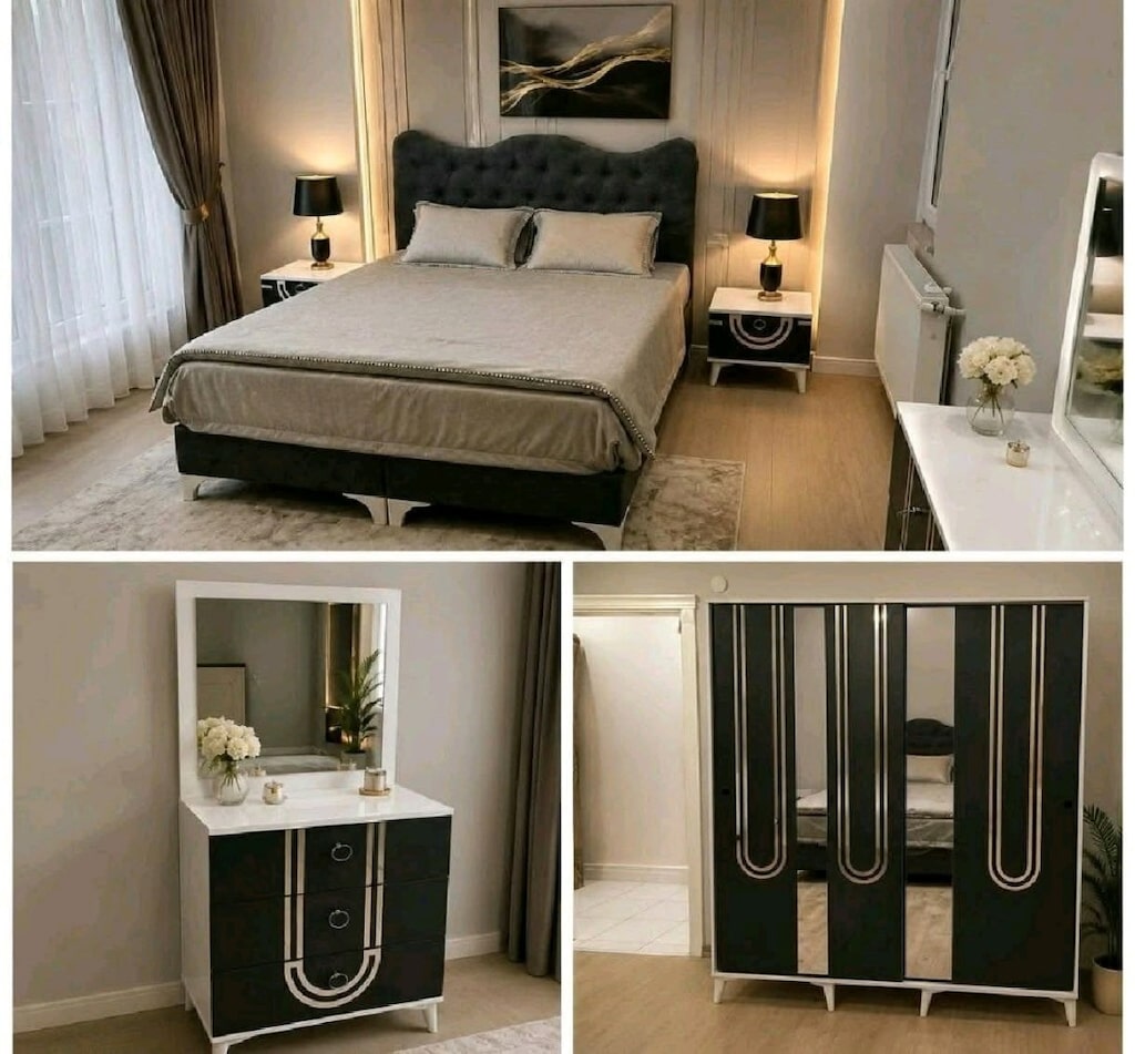 Kahverengi Komple Yatak Odası Takımı (Dolap+Şifonyer+2 Komodin+Baza+Ba - 2