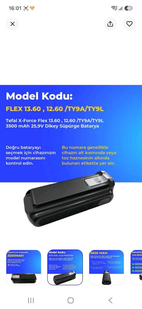 tefal Ty9AC1WOx dikey süpürge Bataryası SIFIR Orjinal PAZARLIKSIZ - 4
