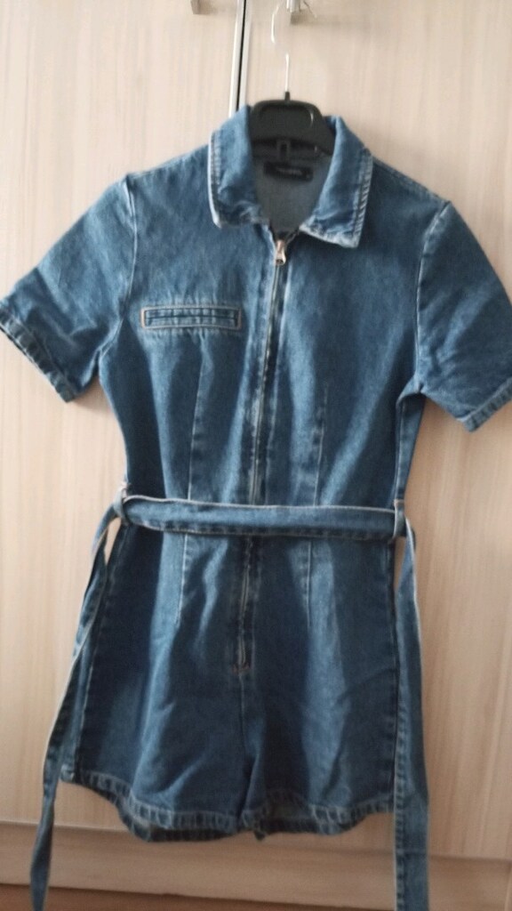 Mavi denim kısa Tulum