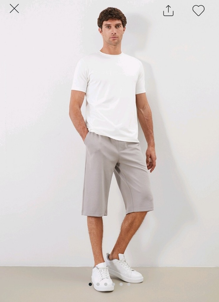 LCW classic erkek gri Sweat kapri şort - 5