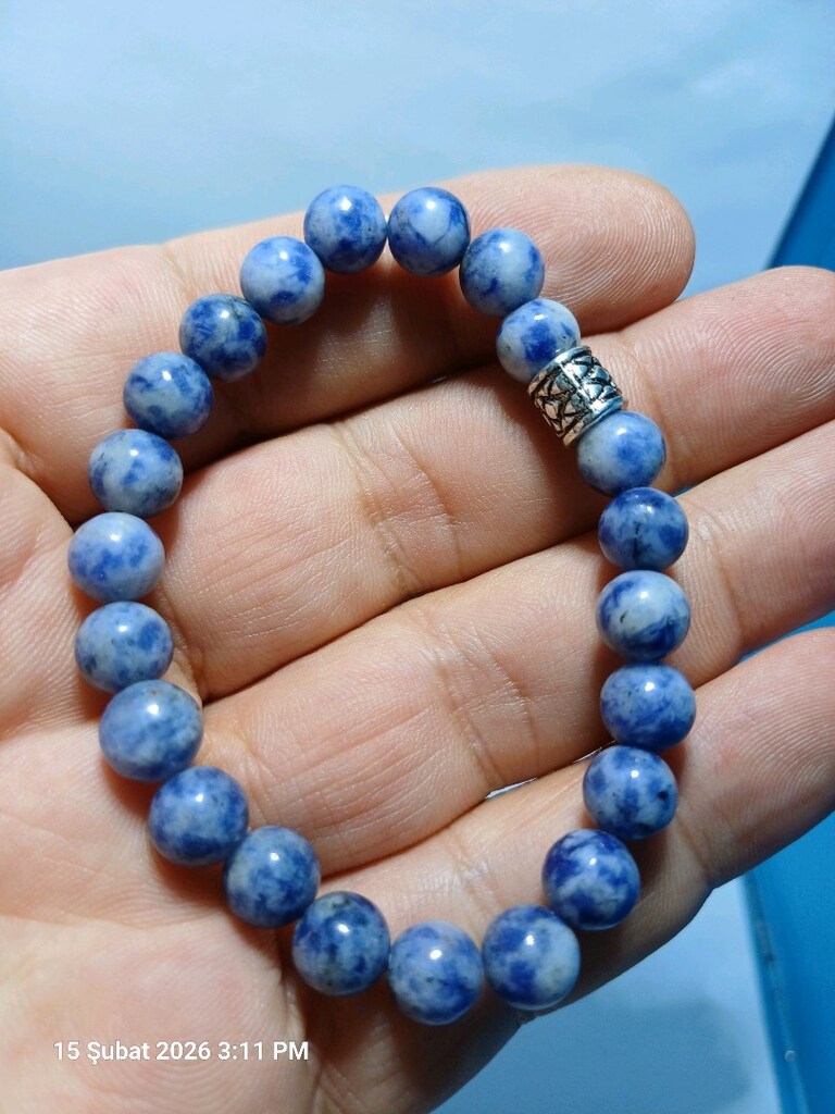8mm ölçüsünde bay bayan sodalit doğaltaş bileklik - 3