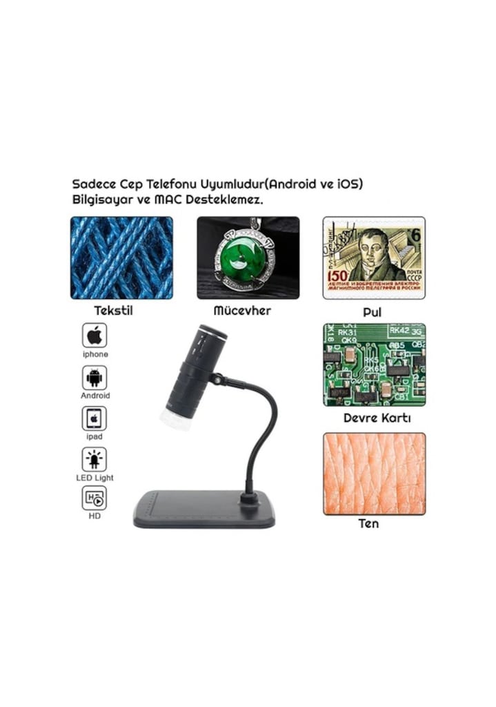 Şarjlı Kablosuz WiFi Dijital Mikroskop 1000X SIFIR - 6