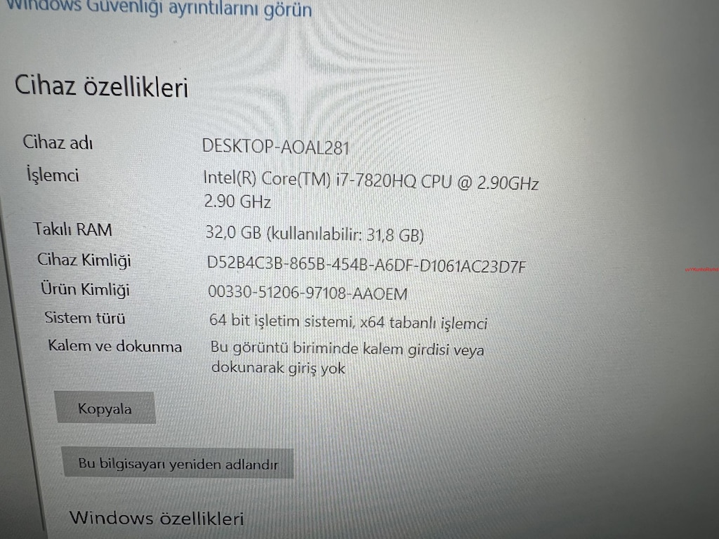 THİNKPAD P51 İ7 7. NESİL 32 GB RAM 256 M2SSD NVİDİA M1200M - 6