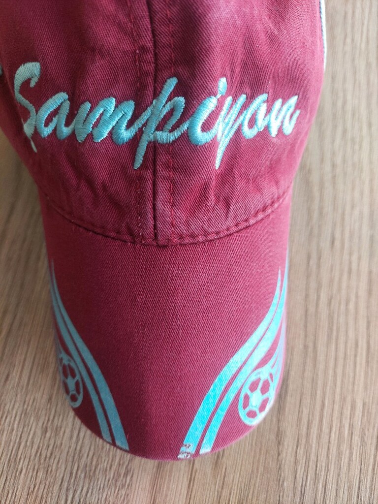 Bordo-Mavi yazı desenli taraftar şapka - 6