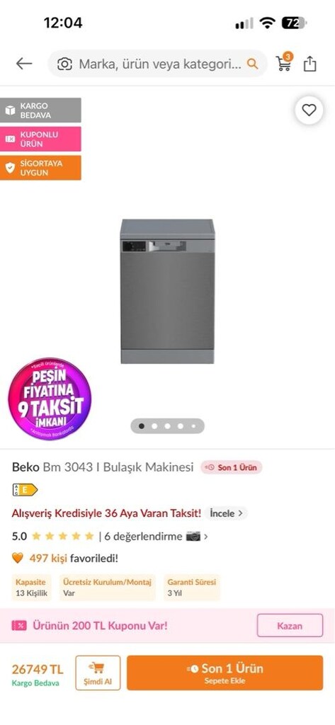 beko A++ 3 programlı bulaşık makinesi - 6