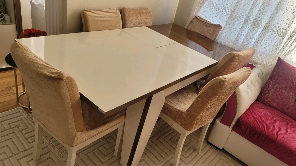 6 adet sandalye ve açılır yemek masası ve gizli bölmeli - 10