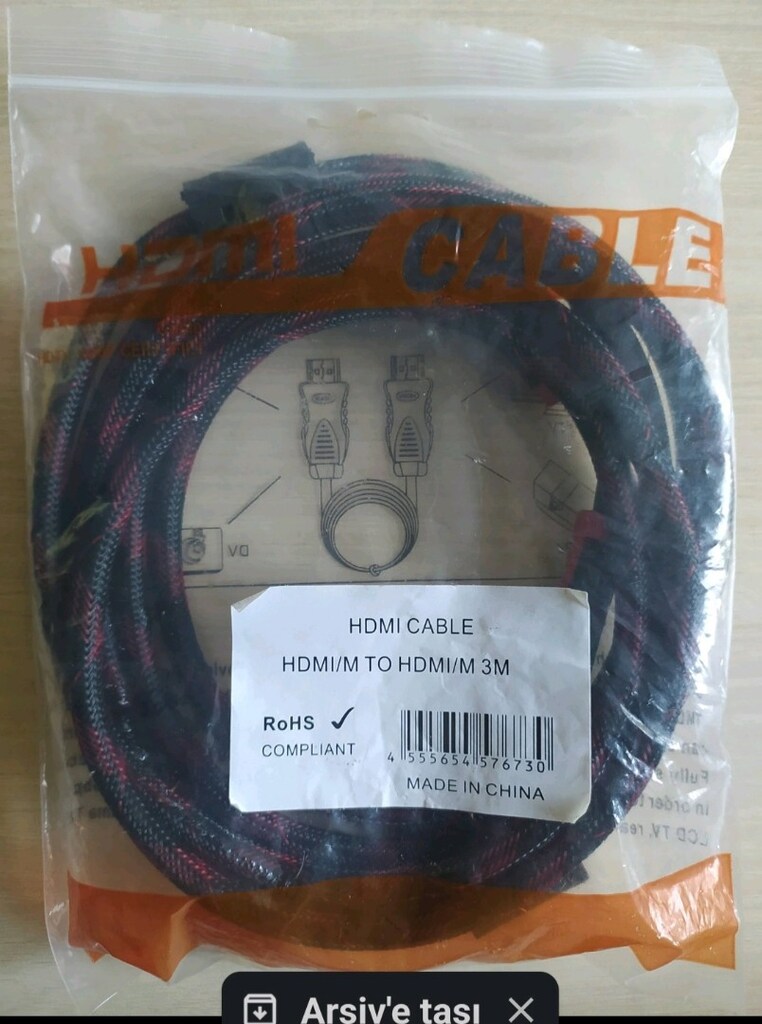 ALTIN UÇLU HDMI KABLO 3 METRE HİÇ KULLANILMADI SIFIR SORUNSUZ MÜKEMMEL - 3