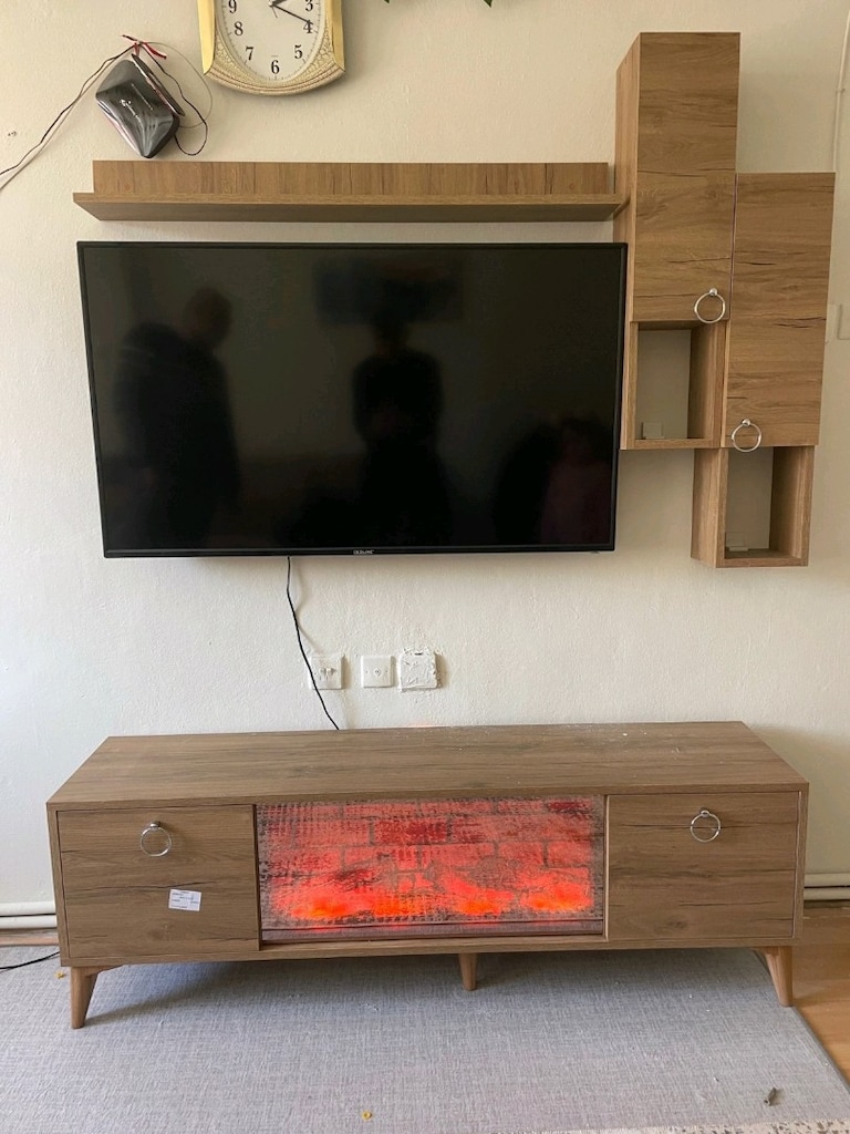 elektrikli şömine TV ünitesi TV dolabı duvar ünitesi - 4