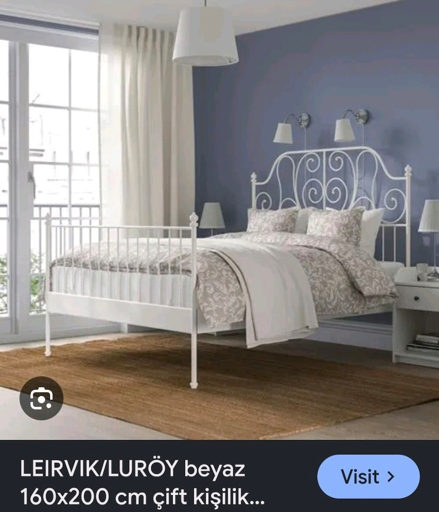 IKEA LEIRVIK Çift Kişilik Karyola + Latalar (160x200) + Yatak Hediye! - 5