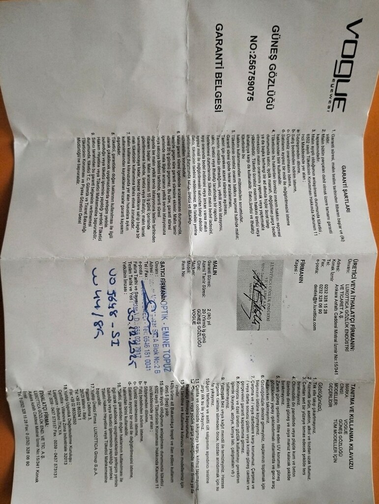 orjinal vogue güneş gözlüğü hiç kullanılmadı sıfır pazarlık olur - 6