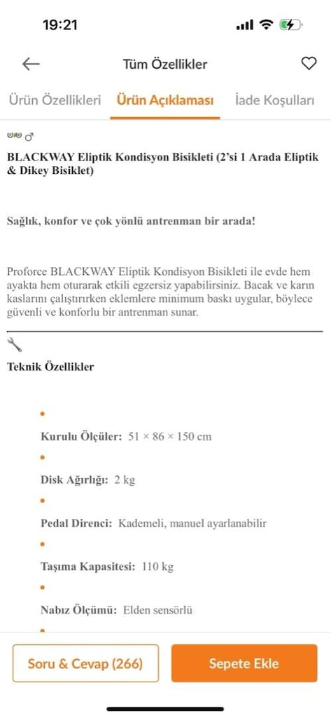 Eliptik Bisiklet Blackway - 7