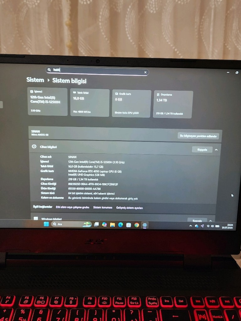 Acer Nitro 5 i5 12500H RTX 4050 6GB 140W 16GB RAM 1.5TB SSD TAKAS OLUR - 2