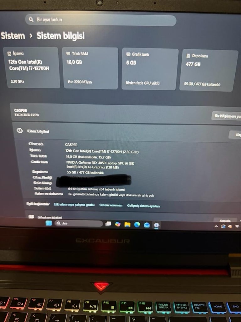 Excalibur G870 Gaming Laptop Garantili - 4