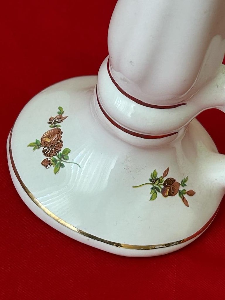 Vintage Porselen Kulplu Şamdan - 5