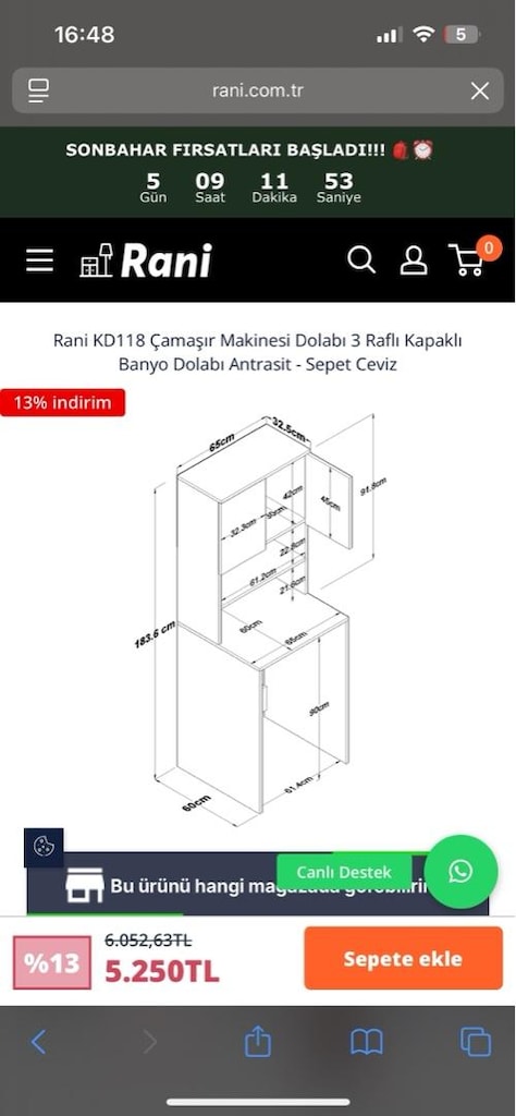 SIFIR ÇAMAŞIR MAKİNASI DOLABI - 2