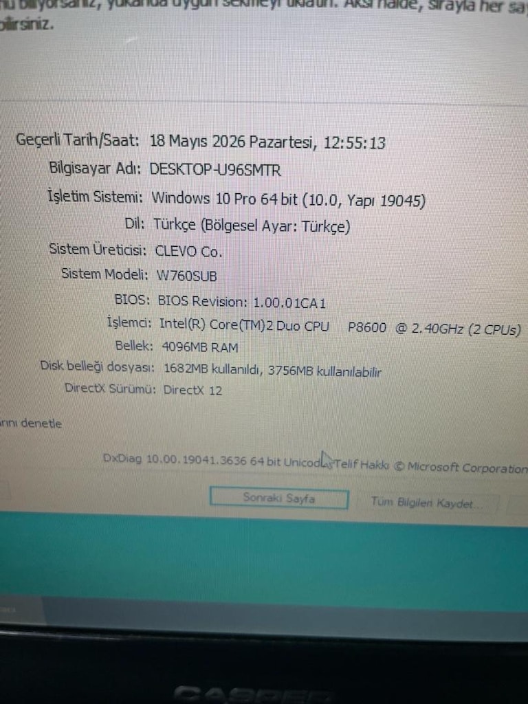 Casper W765SUB intel P8600 2.40 Ghz 4 gb ddr2 250 gb hdd - 6