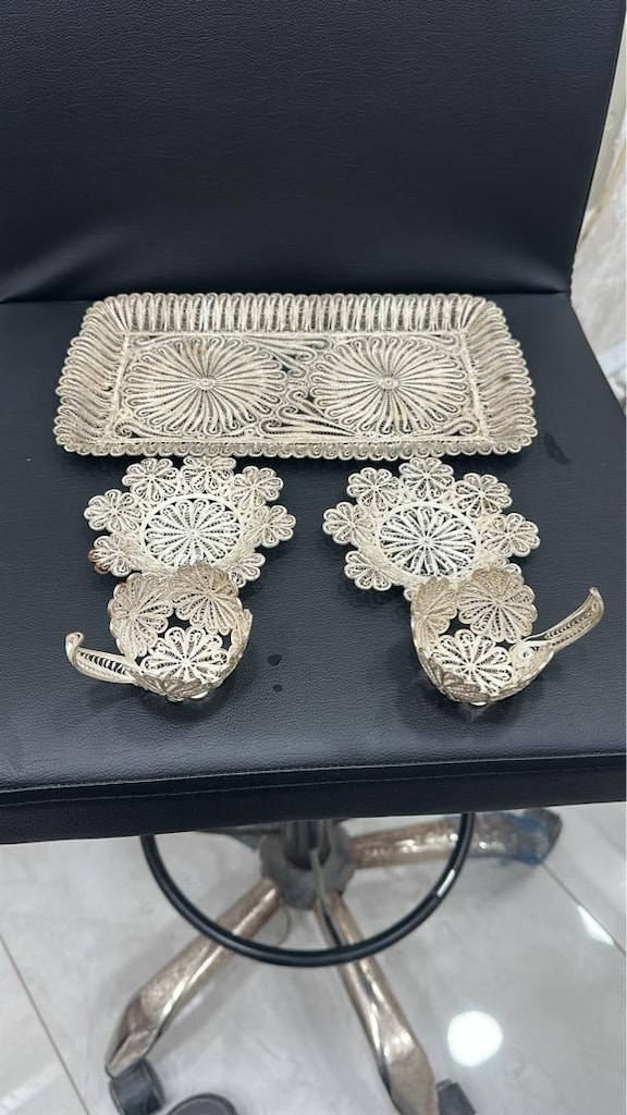 Gümüş kahve fincan seti.Tepsi.530 gram gümüş. Sadece 50.000 TL! - 2