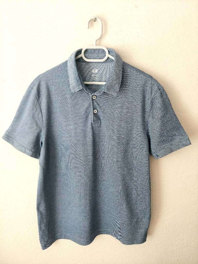 H&M erkek mavi melanj Polo Yaka T-Shirt