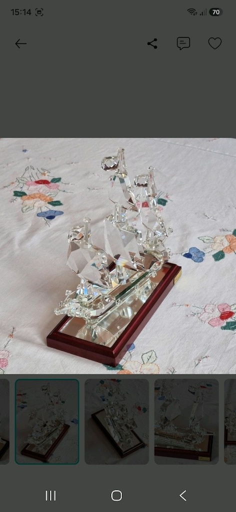 El Yapımı Kristal Yelkenli Gemi - 4