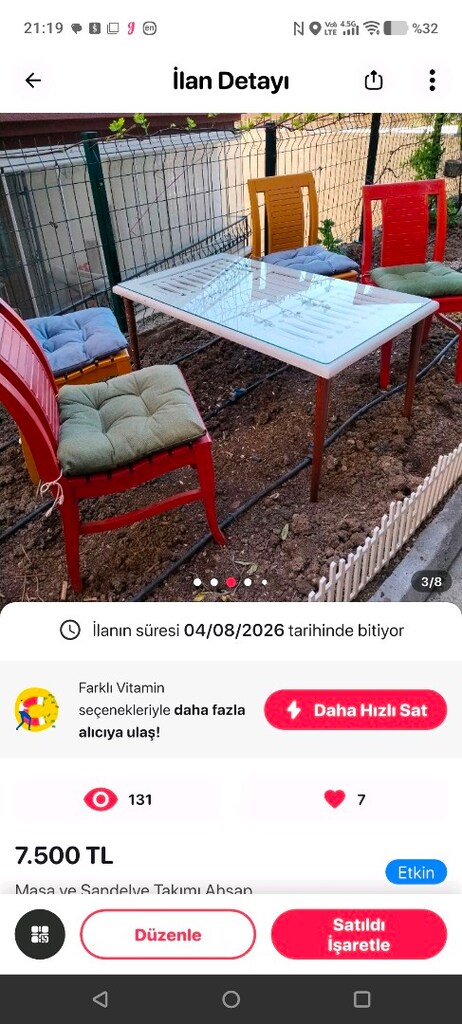 Masa sandelye takımı ( Sıfır Ürün) - 11