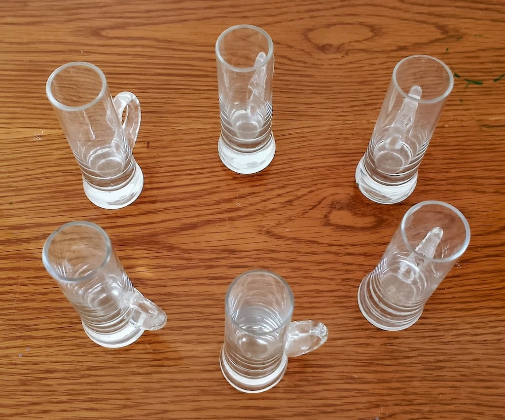 Antika Vintage Likör Bardağı 6 Adet Deney Tüpü Formunda - 2