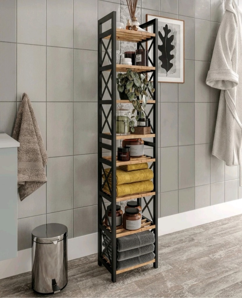 Dekoratif 8 Katlı Banyo Rafı, - 2
