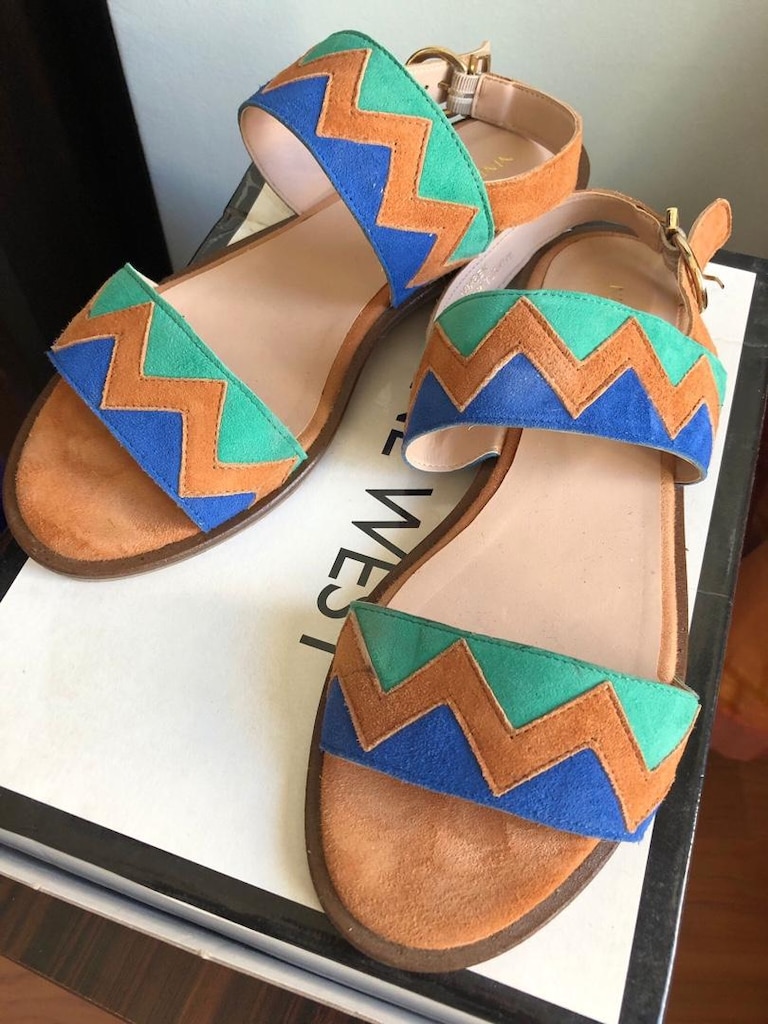 nine west hakiki süet etnik desen sandalet - 4