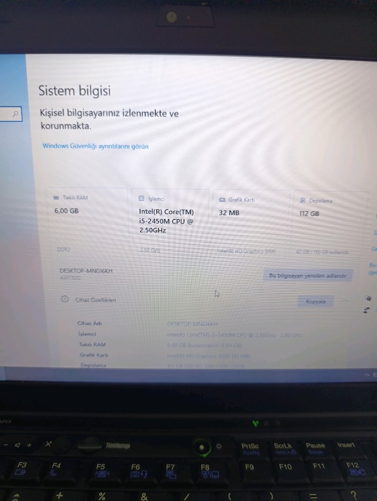 Lenovo i5 2. nesil 6 GB ram - 2