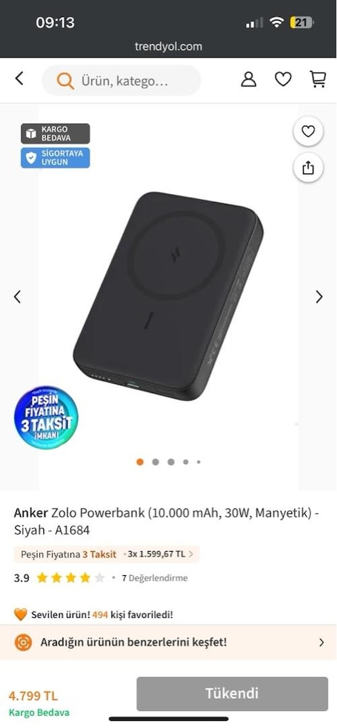 Anker Zolo Powerbank (10.000 mAh 30w Manyetik) - Siyah - 2