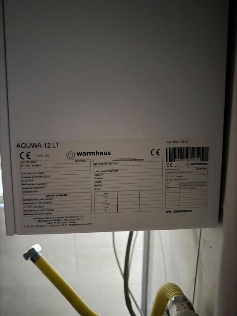 WARMHAUS Aqua 12 lt Hermetik Doğalgaz Şofben Beyaz - 8