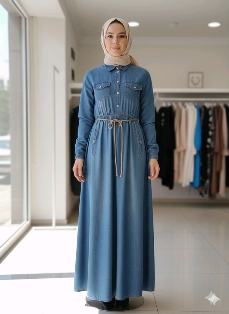 kadın denim kot elbise