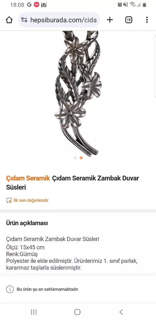 Seramik Duvar süsü gümüş renkli - 2