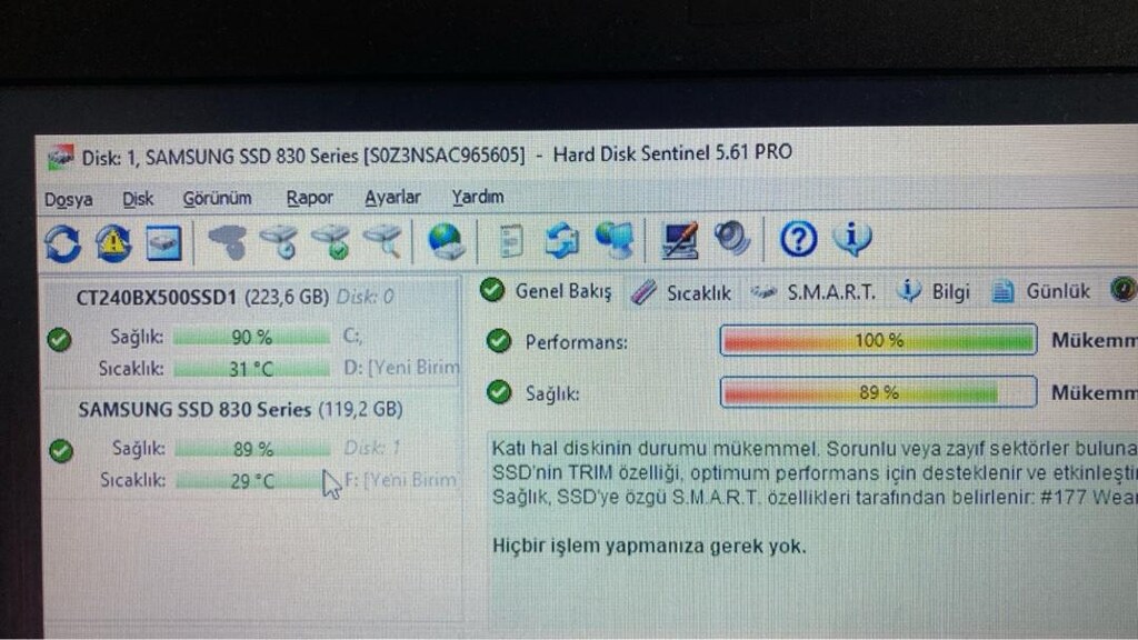 samsung ssd 128gb . son 1400 lira - 2