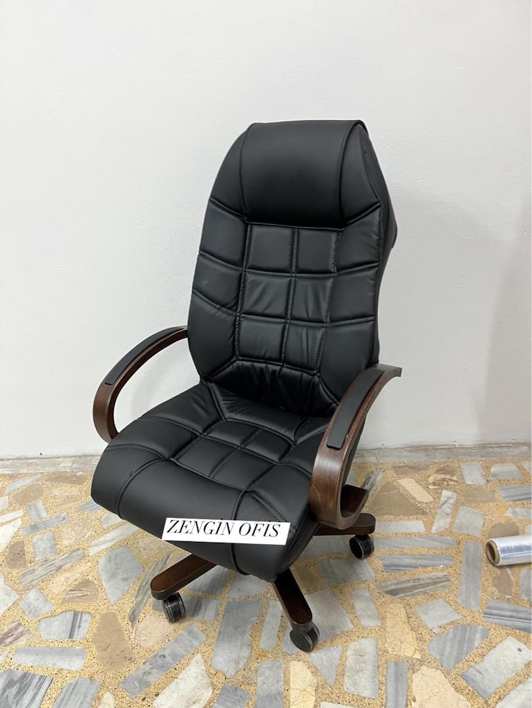 Siyah Deri Ofis Koltuğu - 4