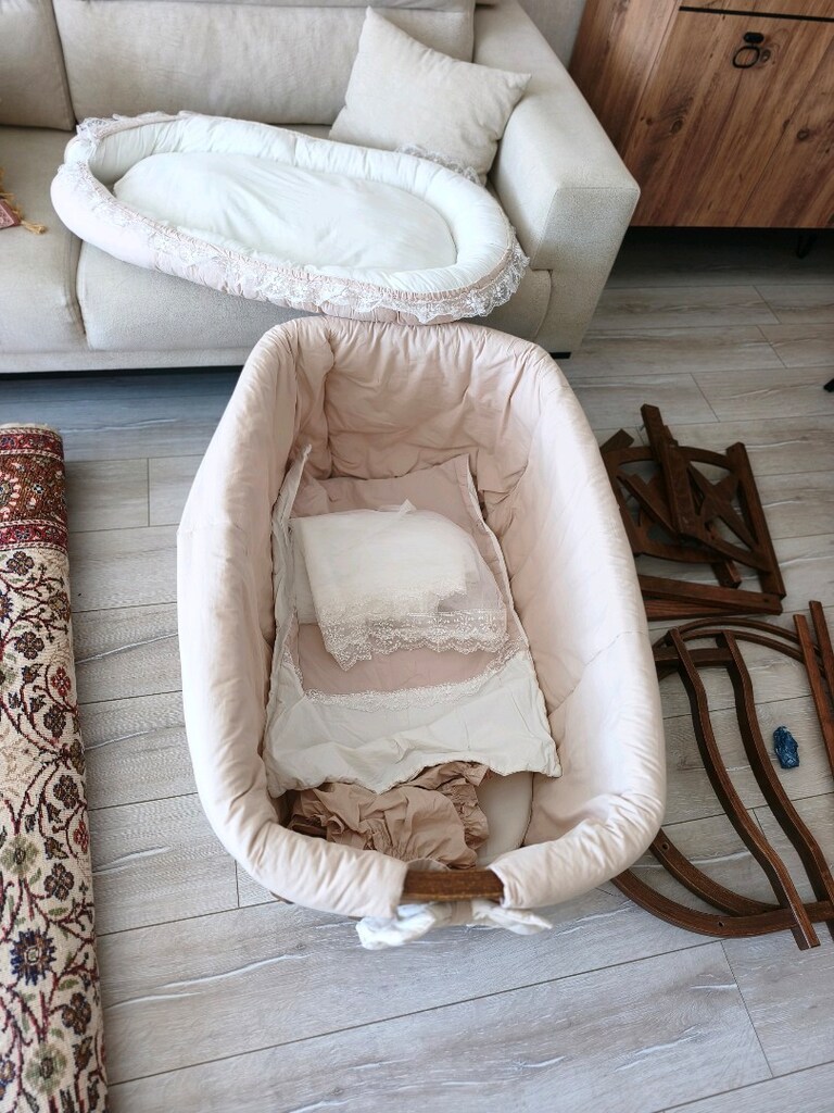 tahterevalli ceviz ahşap beşik - 6