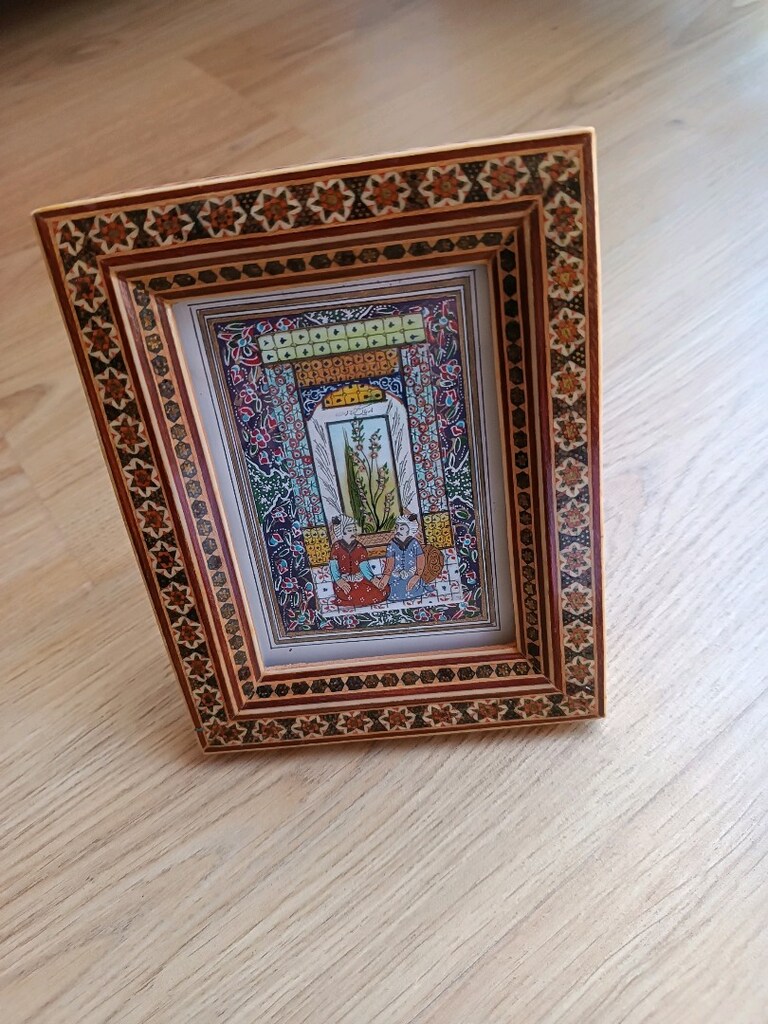 1960's Geleneksel Minyatür İran Sanatı Tamamı El İşçiliği Tablo - 6