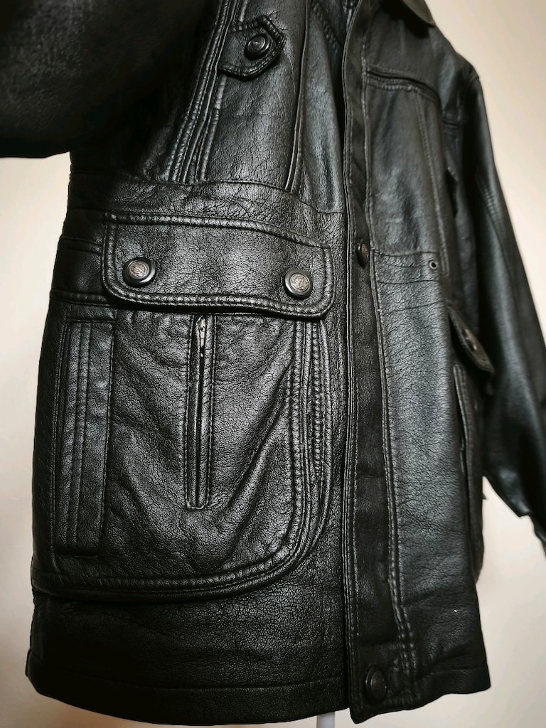 Vintage %100 Gerçek Sığır Derisi Erkek Ceket Unisex Oversize Beden 56 - 3