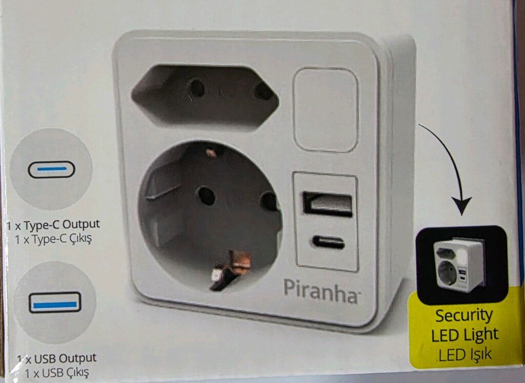 Piranha 1 USB, 1 TYPE-C LED ışıklıTermal akım korumalı piriz. - 4