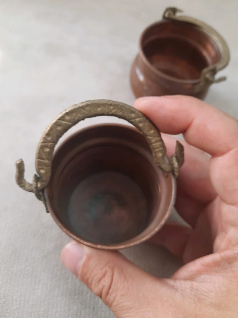 dönem 2li bakır bakraç kulplu kaseler - 8