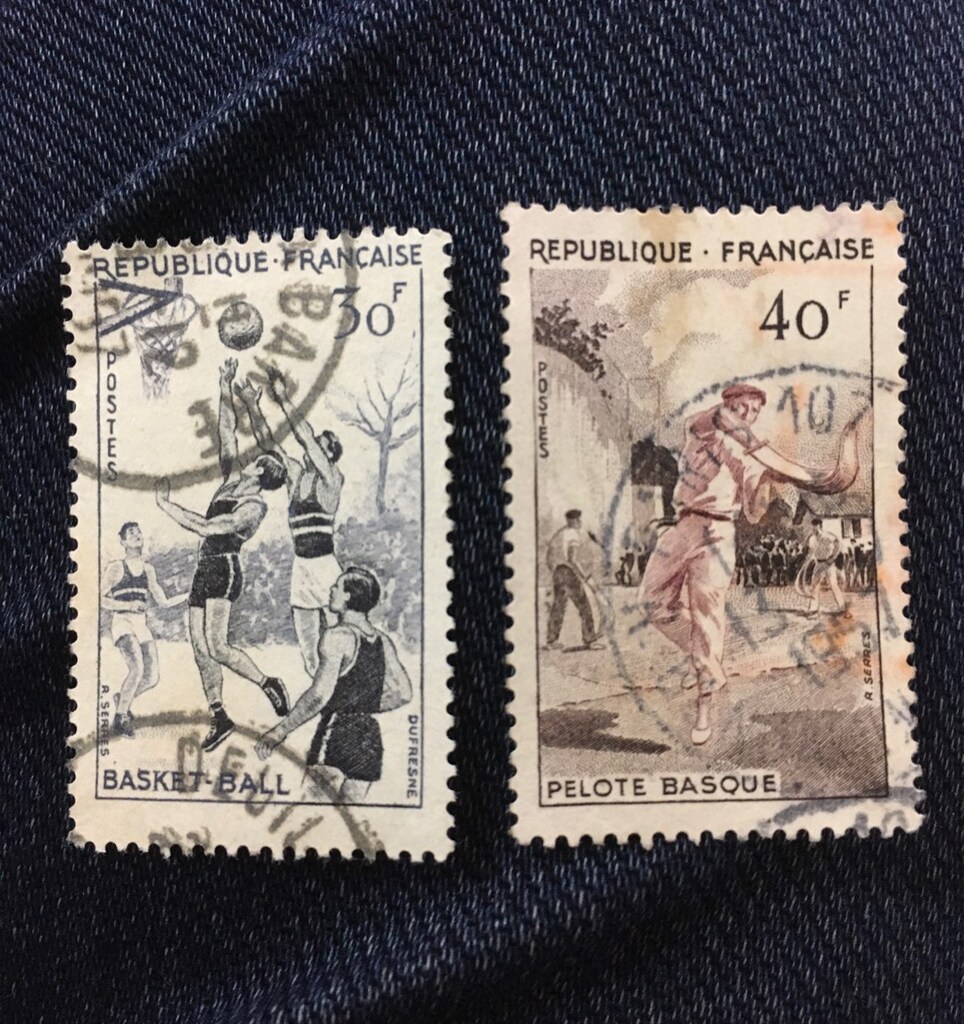 2 Adet Fransa Pulu 1956 / Basketbol - Pelote Basque Pelota (Jai alai)