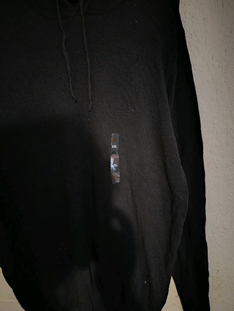 Siyah Kapüşonlu Rahat Triko Kazak (2XL) - 3