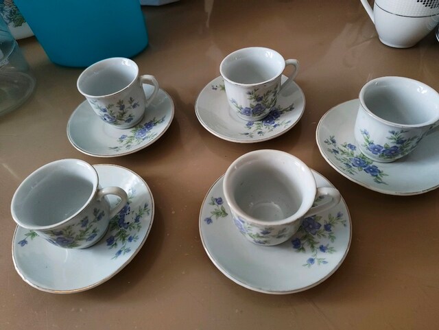 Vintage 5 Kişilik Porselen Kahve Takımı