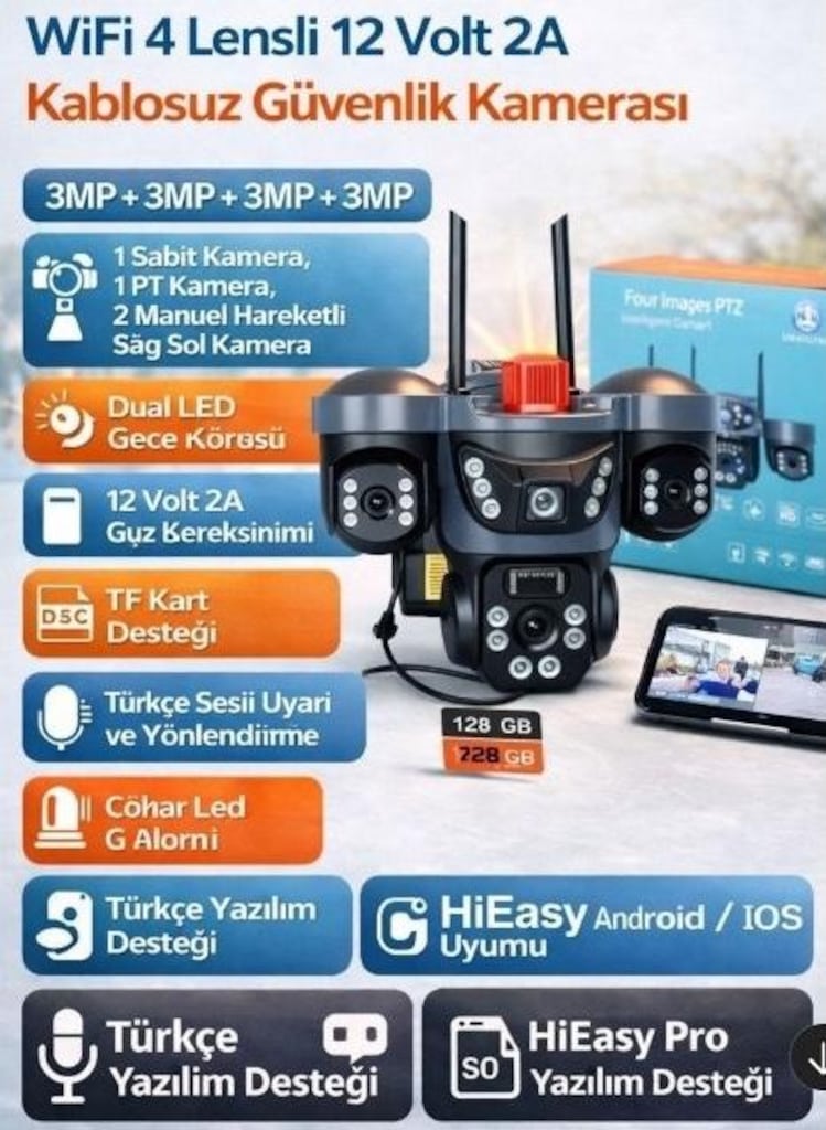 X5TECH 4 KAMERALI GÜVENLİK KAMERASI