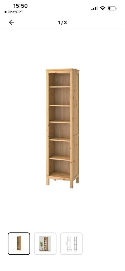IKEA HEMNES Masif Çam Kitaplık – Açık Kahverengi 49×197 - 2
