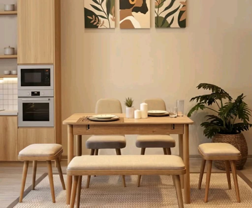 mutfak masası 6 kişilik sıfır mdf mutfak masası - 6