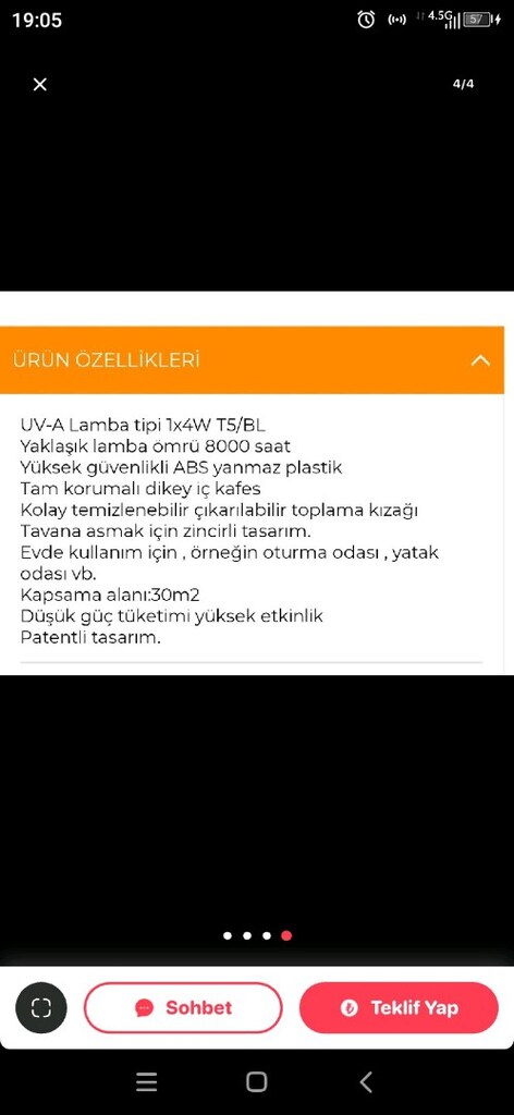 SİNEK KOVUCU MOR LAMBA - 3