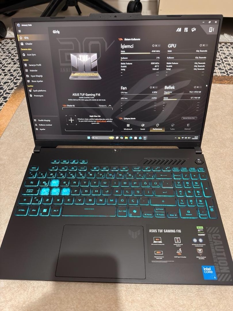 Asus Tuf Gaming f16 temiz garantisi devam ediyor 5 aylık cihaz - 3
